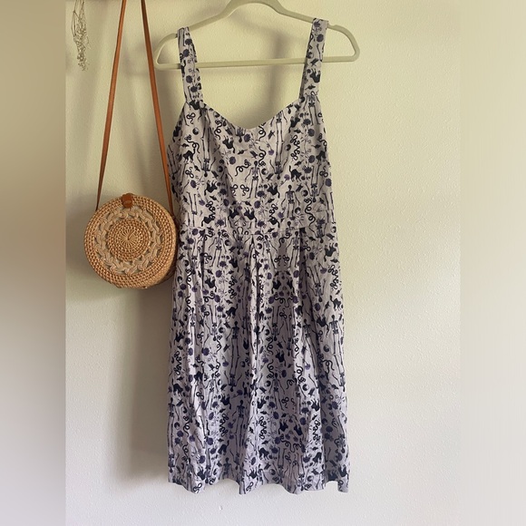 Modcloth Spooky Halloween Mini A-Line Dress Snakes Skeletons Cats Mice Roses 16 - Picture 2 of 7